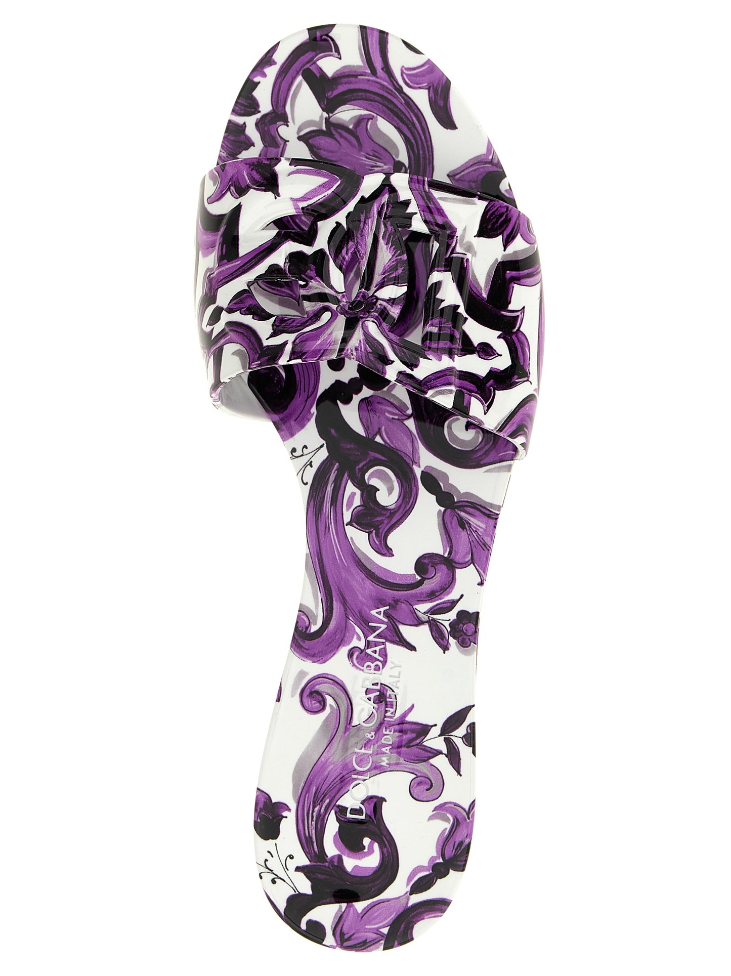 Dolce & Gabbana Majolica Print Purple Plastic Slides - EU36/US6