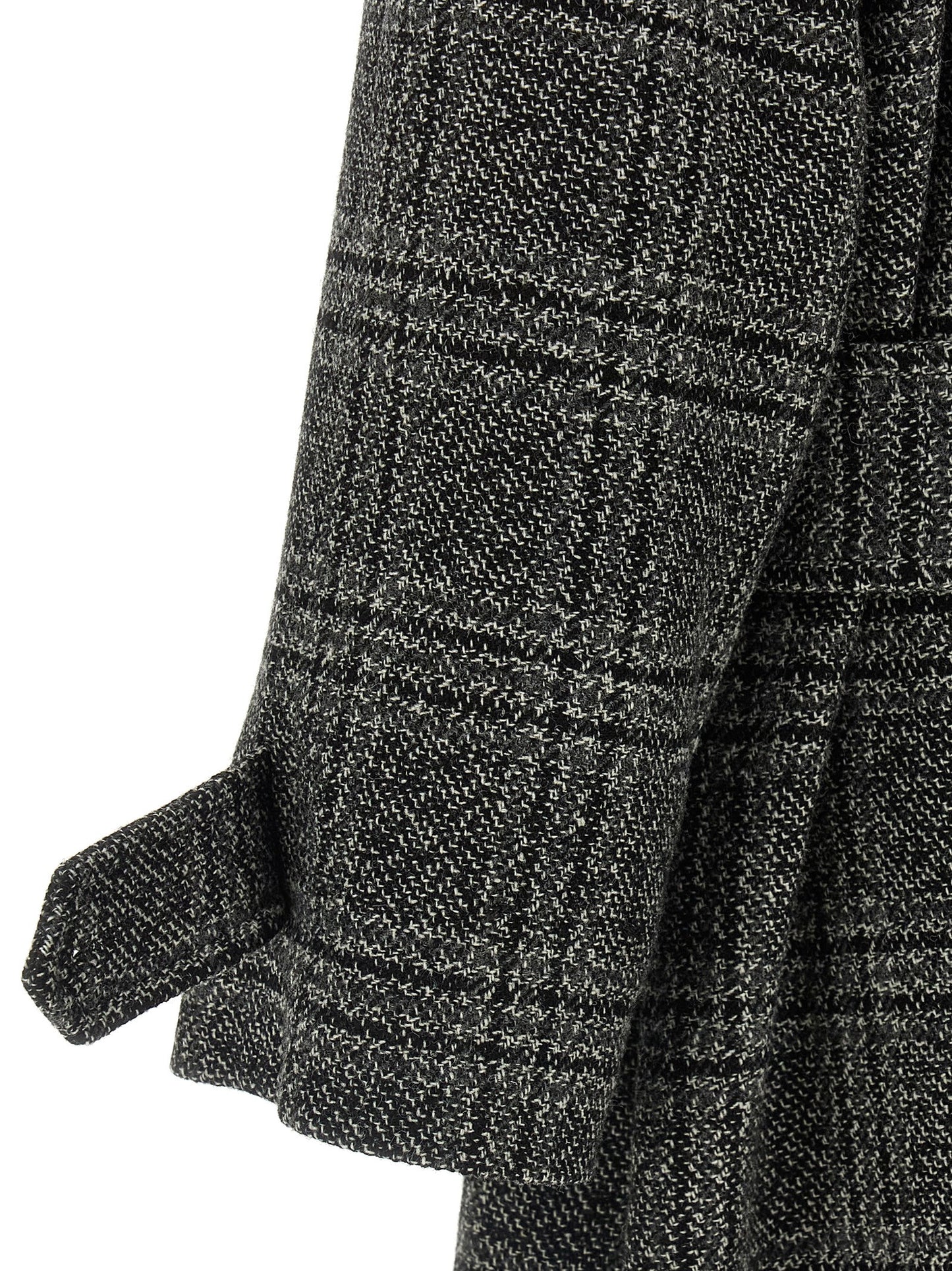 Balenciaga One Layer Vintage Wool Check Coat - Black