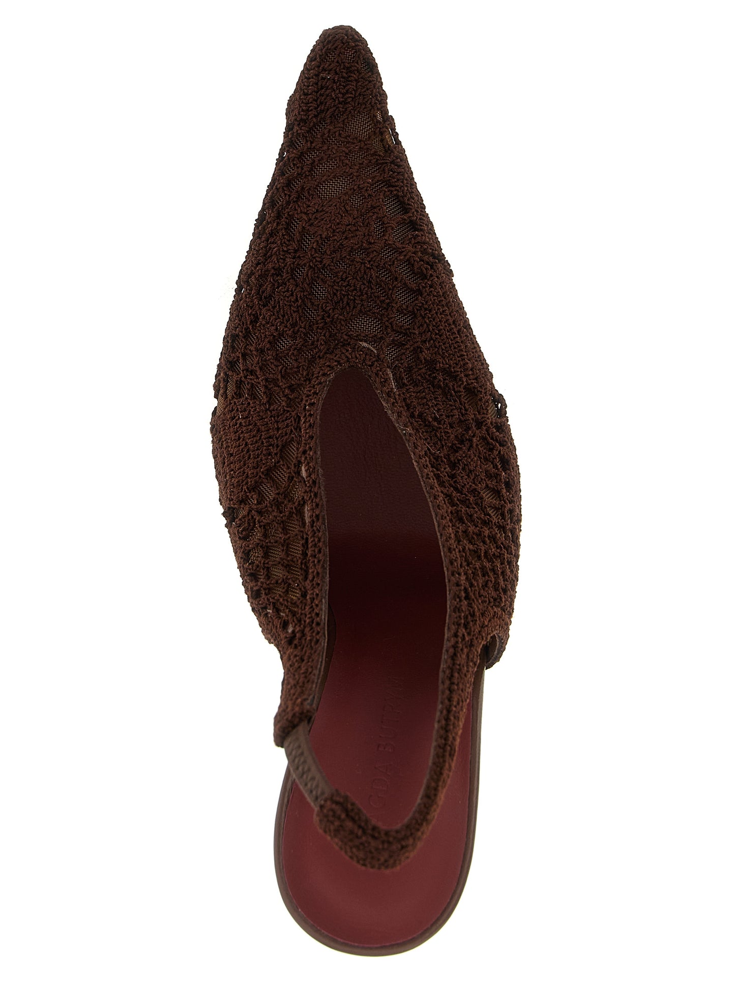 Magda Butrym Brown Crochet Slingback High Heel Pumps