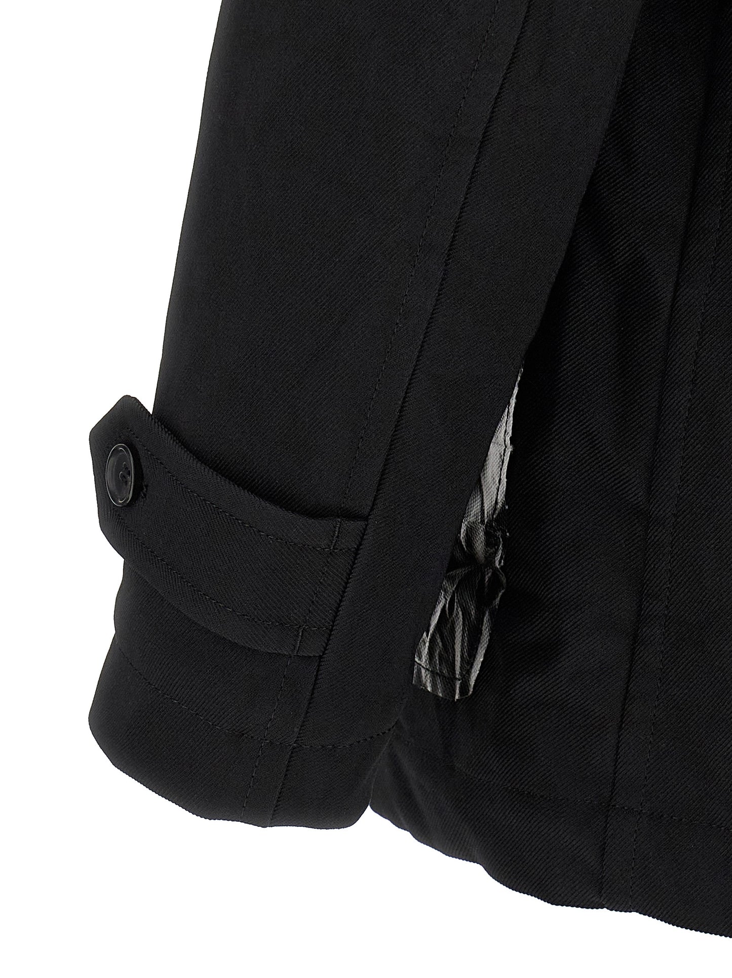 Comme Des Garçons Black Double-Breasted Polyester Coat