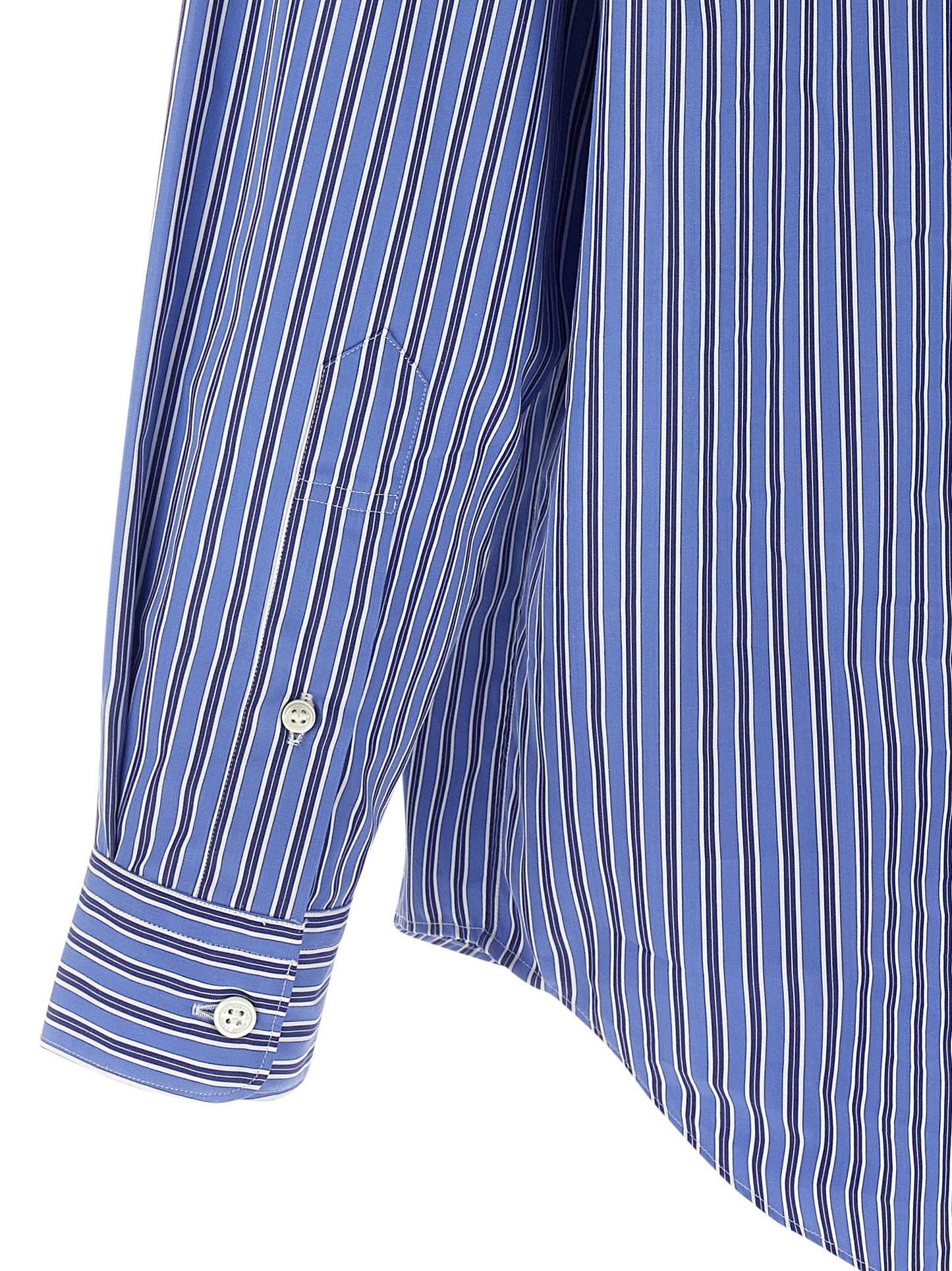 Comme Des Garçons Blue Striped Cotton Poplin Blouse