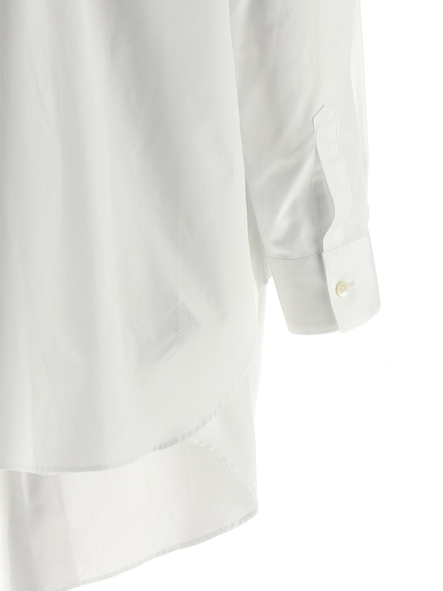 Comme des Garçons White Cotton Poplin Blouse with Asymmetrical Hem