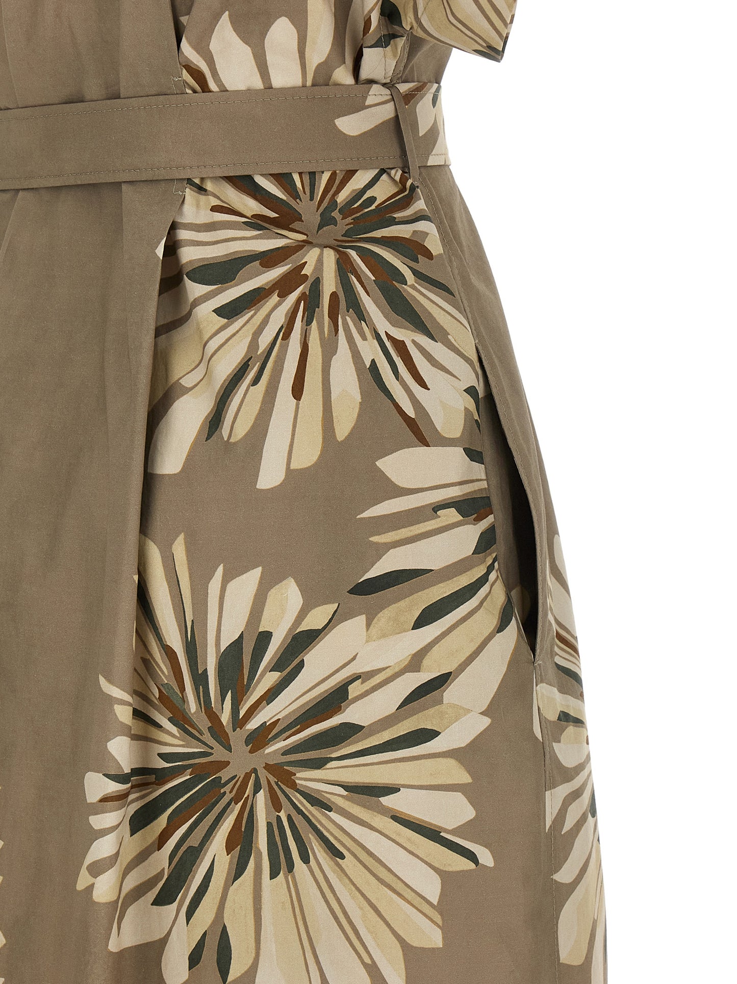 Brunello Cucinelli Bicolor Cotton Long Dress - Green, S
