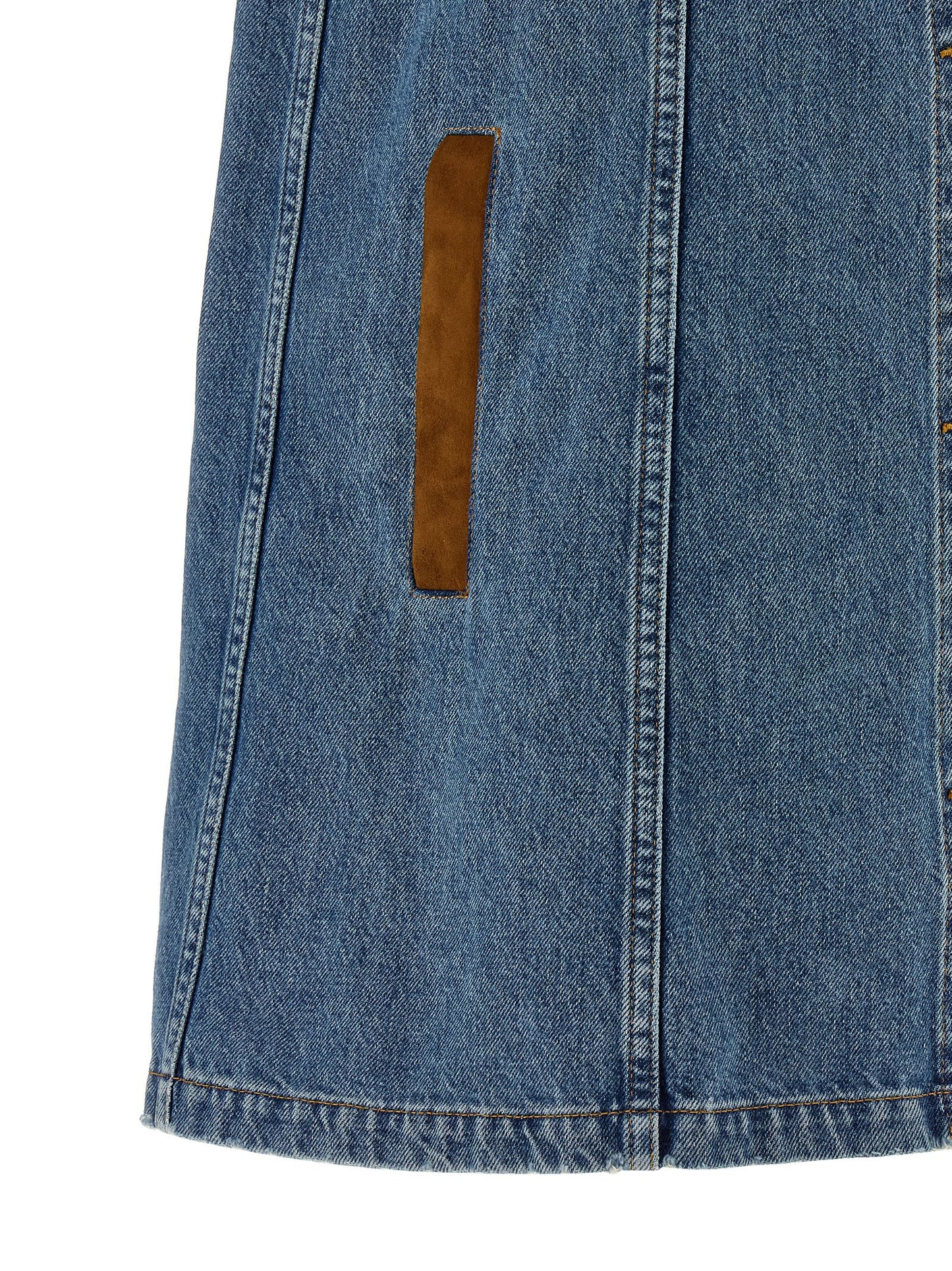 Versace Blue Cotton Denim Mini Dress with Contrast Stitching and Medusa Button Closure