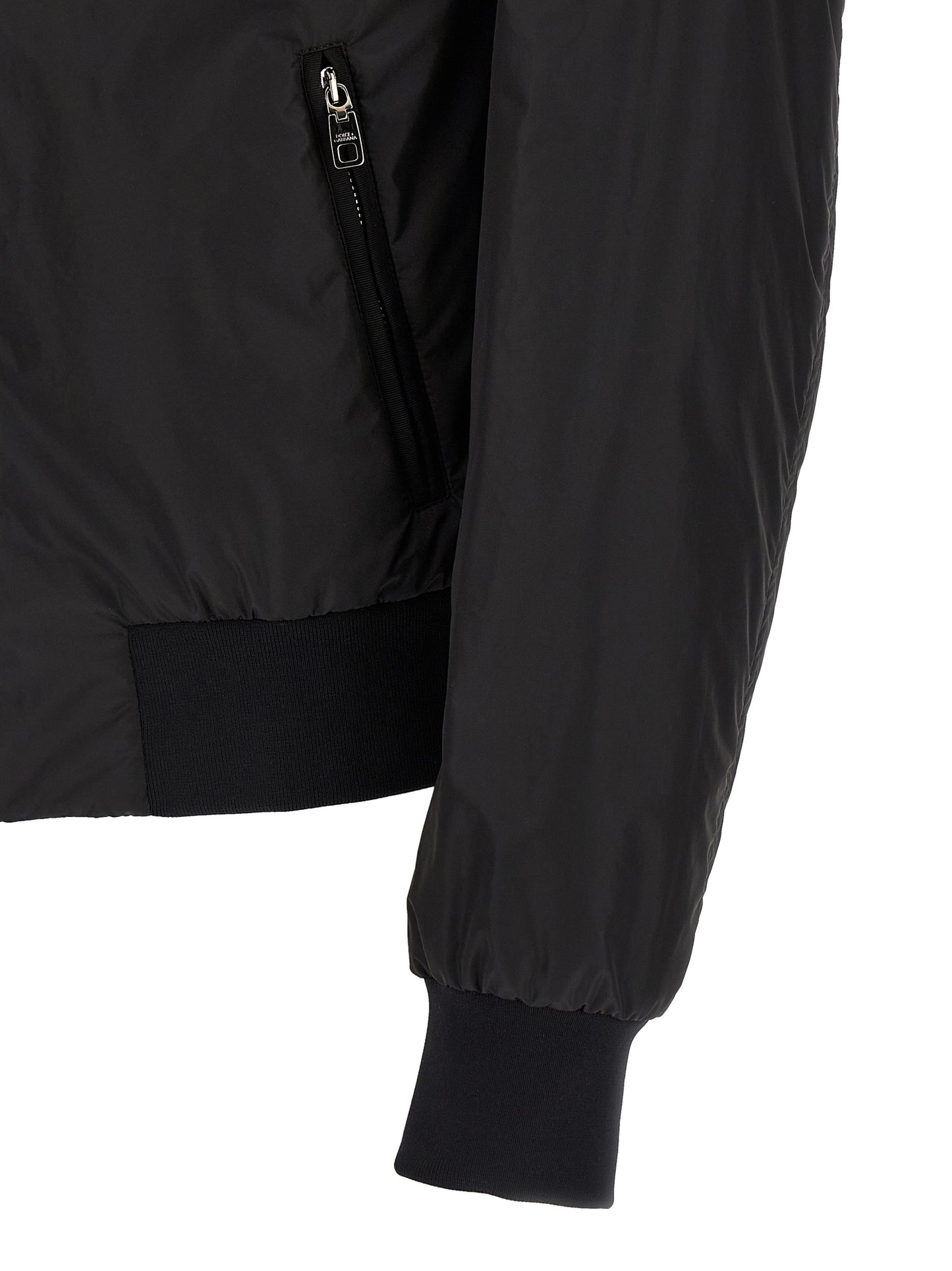 Dolce & Gabbana Black Polyamide Bomber Jacket