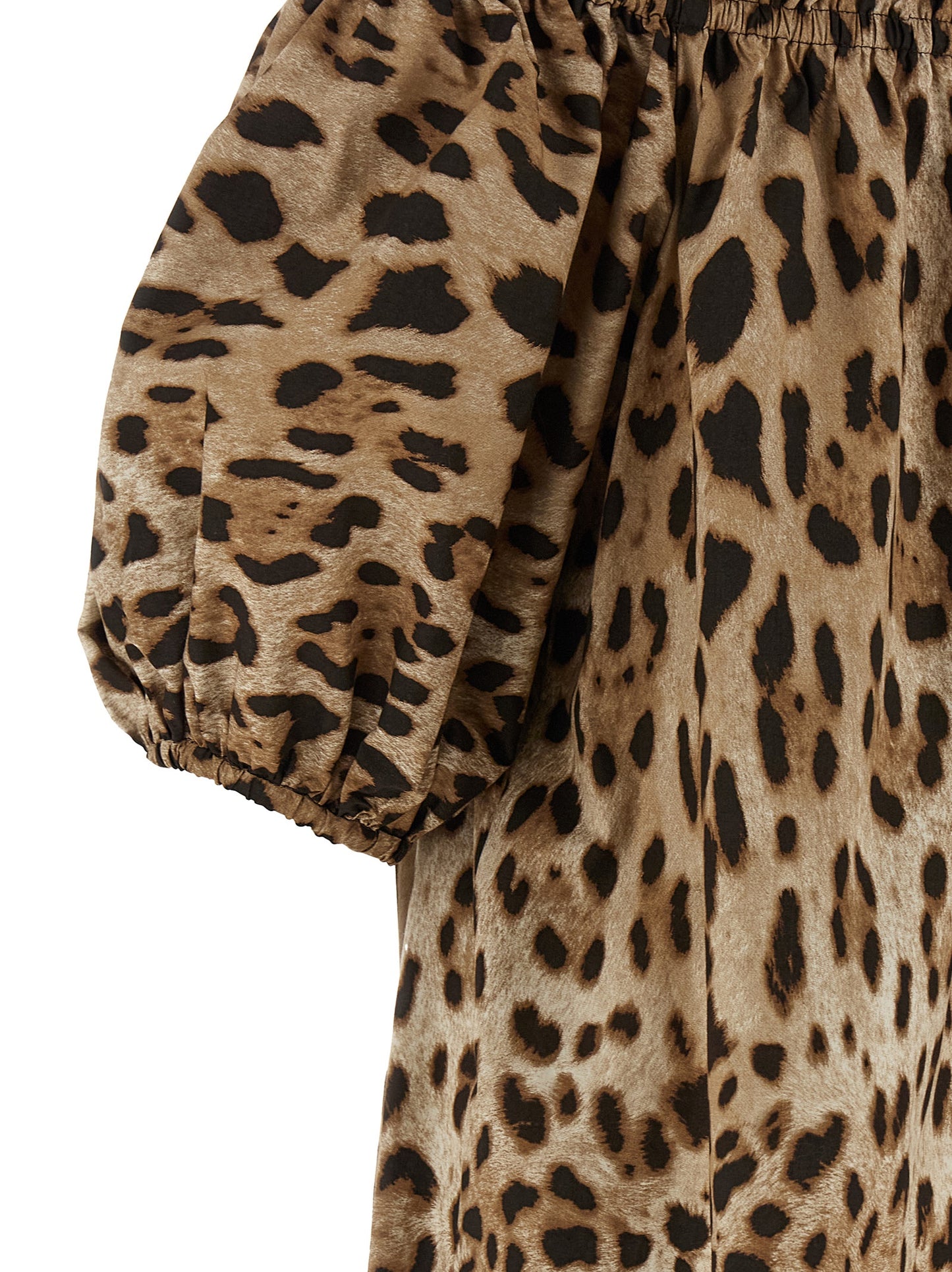 Dolce & Gabbana Brown Leopard Cotton Off-The-Shoulder Top