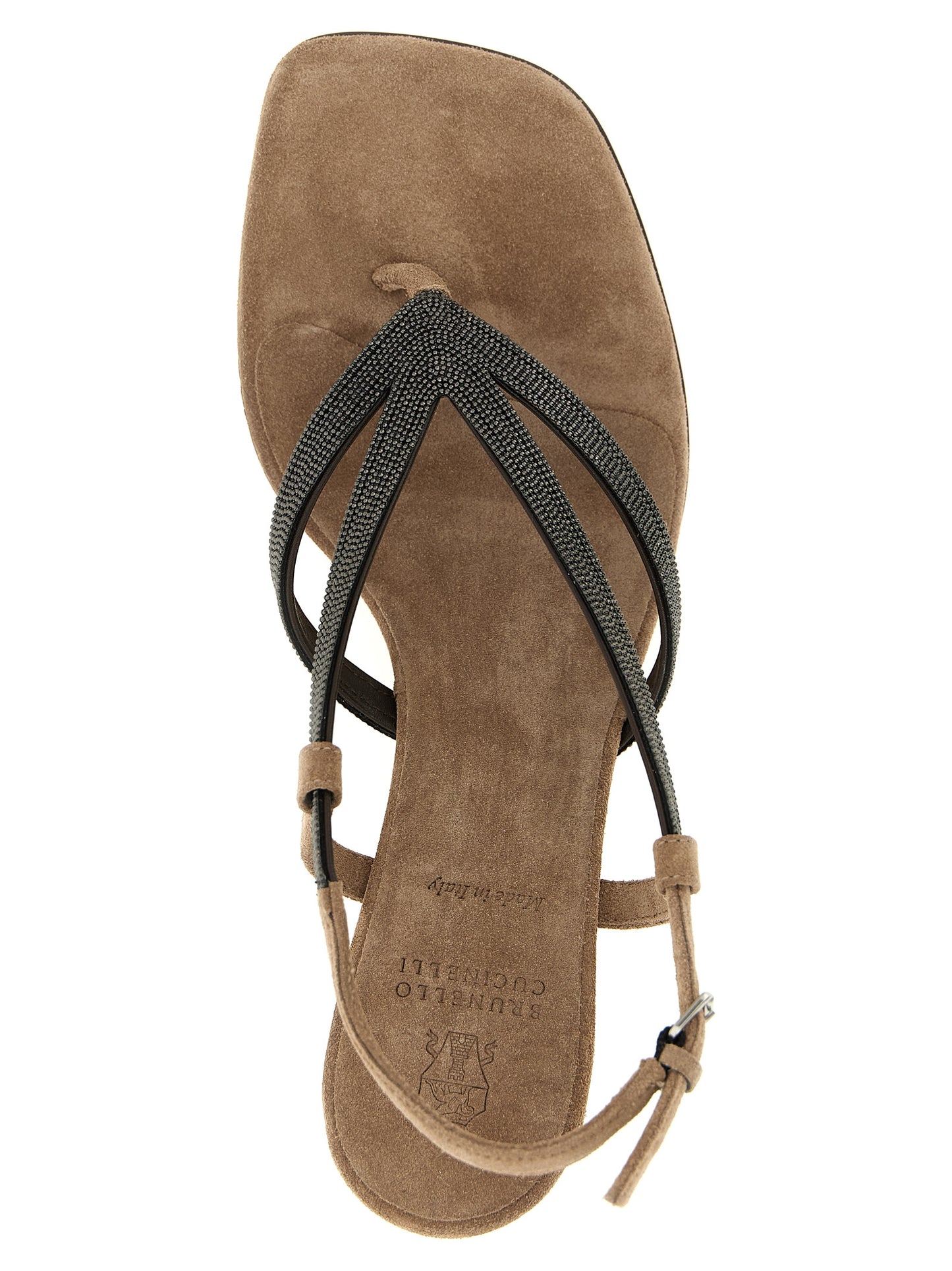 Brunello Cucinelli Beige Lamb Leather Flat Sandals, EU38/US8