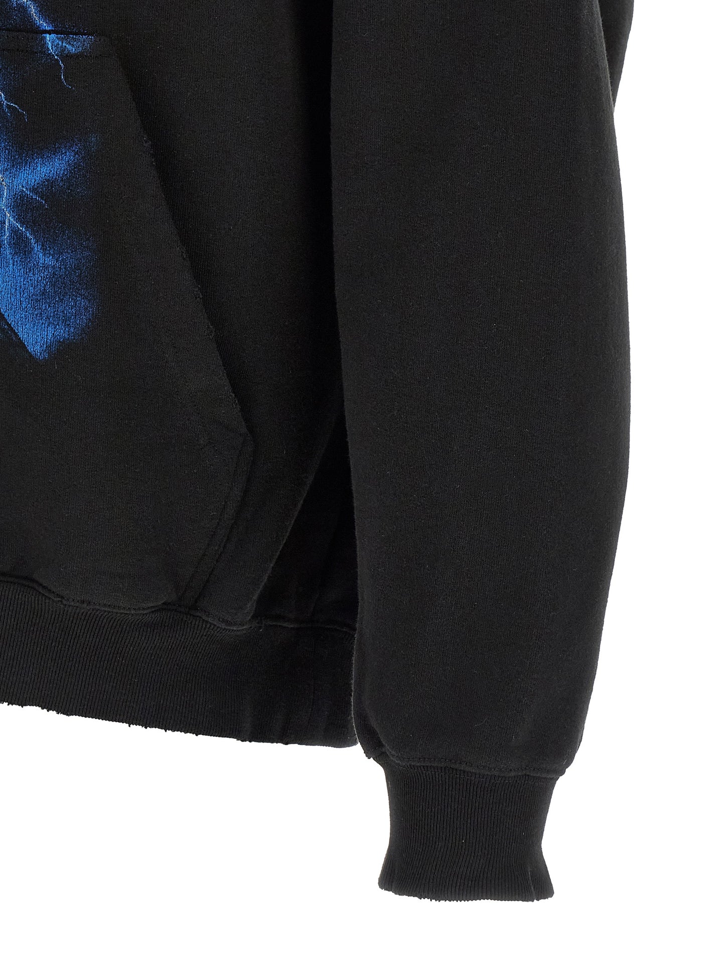 Balenciaga Black Dry Used-Effect Fleece Hoodie