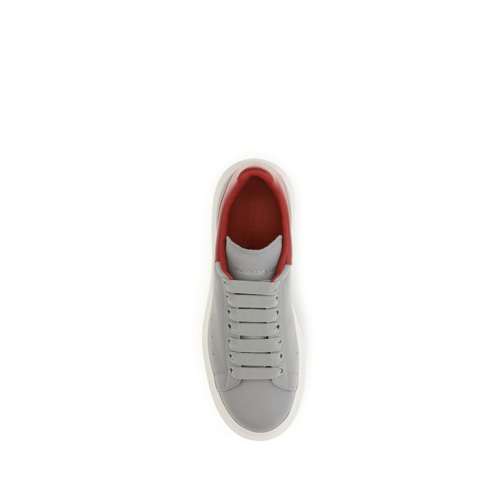 Alexander McQueen Grey & Red Leather Oversized Platform Sneakers