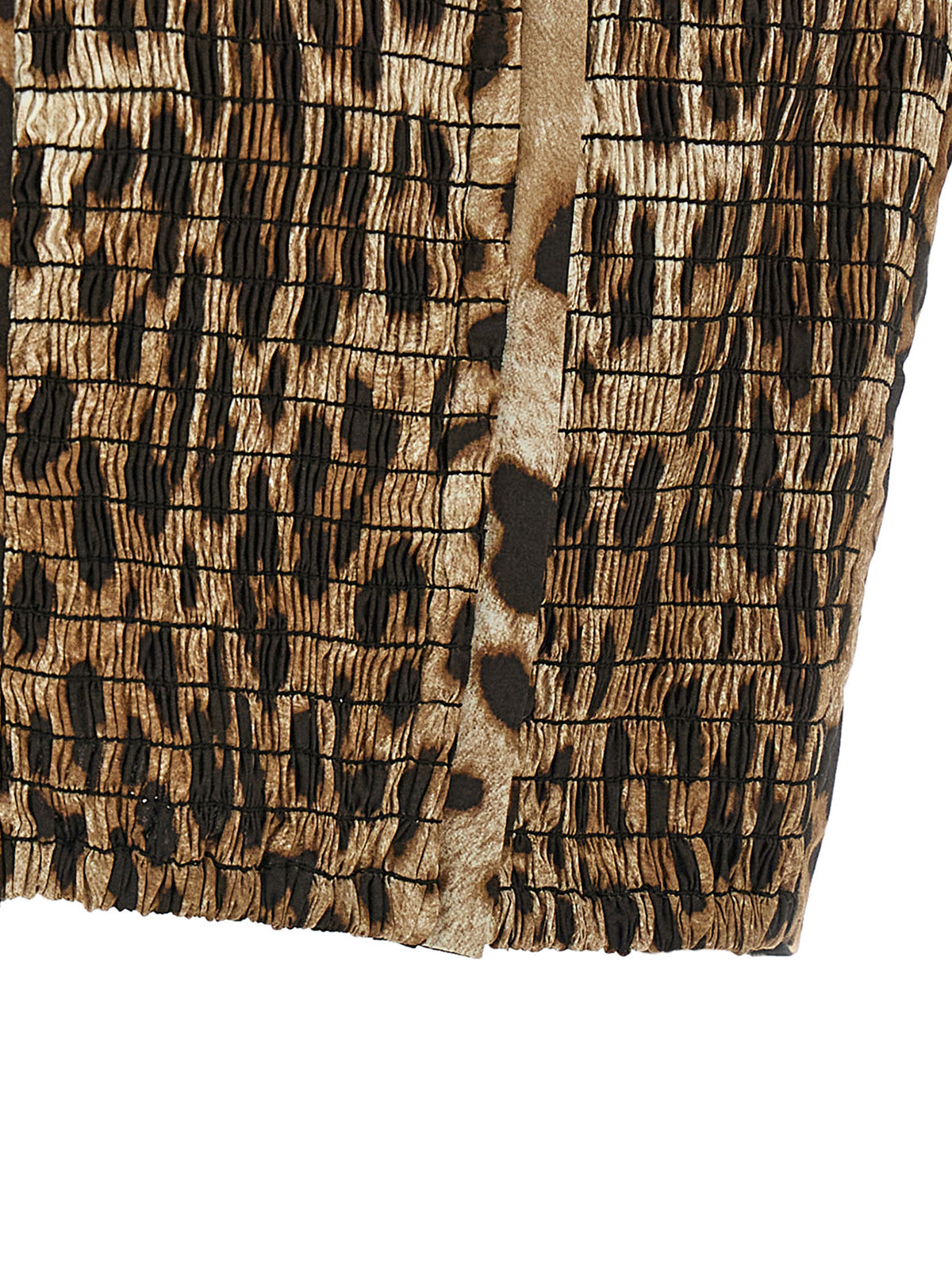 Dolce & Gabbana Brown Cotton Leopard Print Bow Crop Top