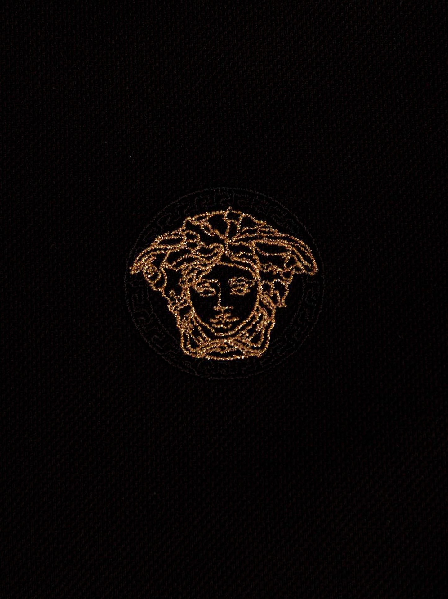 Versace Black Piqué Cotton Polo Shirt with Greca Detail