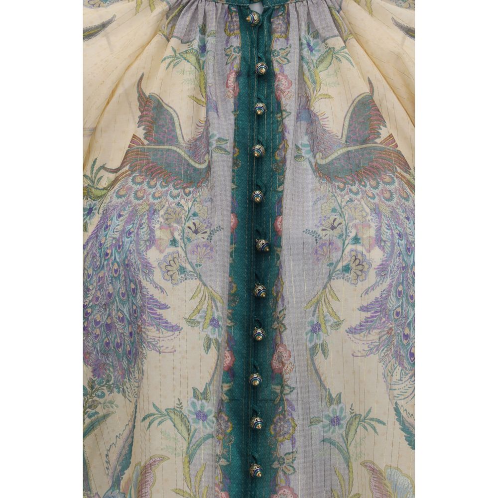 Zimmermann Indra Ruffle Multicolor Cotton Pattern Shirt