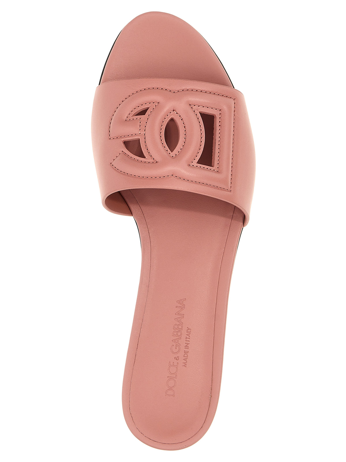 Dolce & Gabbana Multicolor Calfskin Slides in Pink
