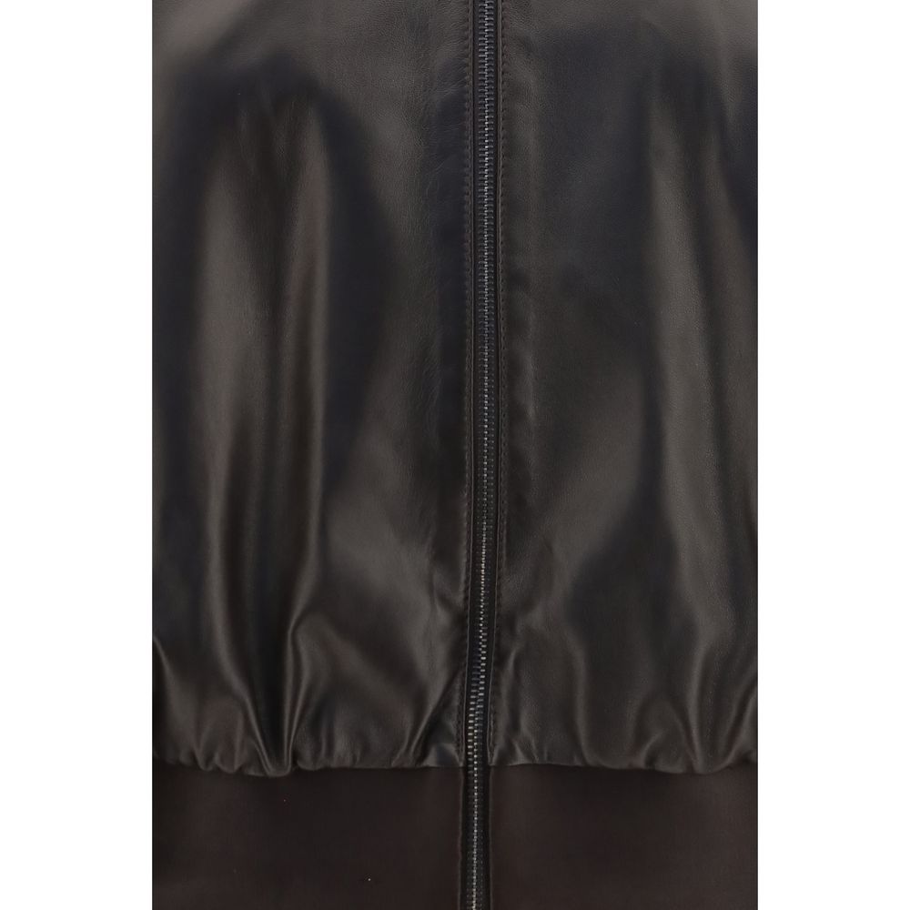 Gucci Dark Brown Soft Nappa Lamb Leather Bomber Jacket