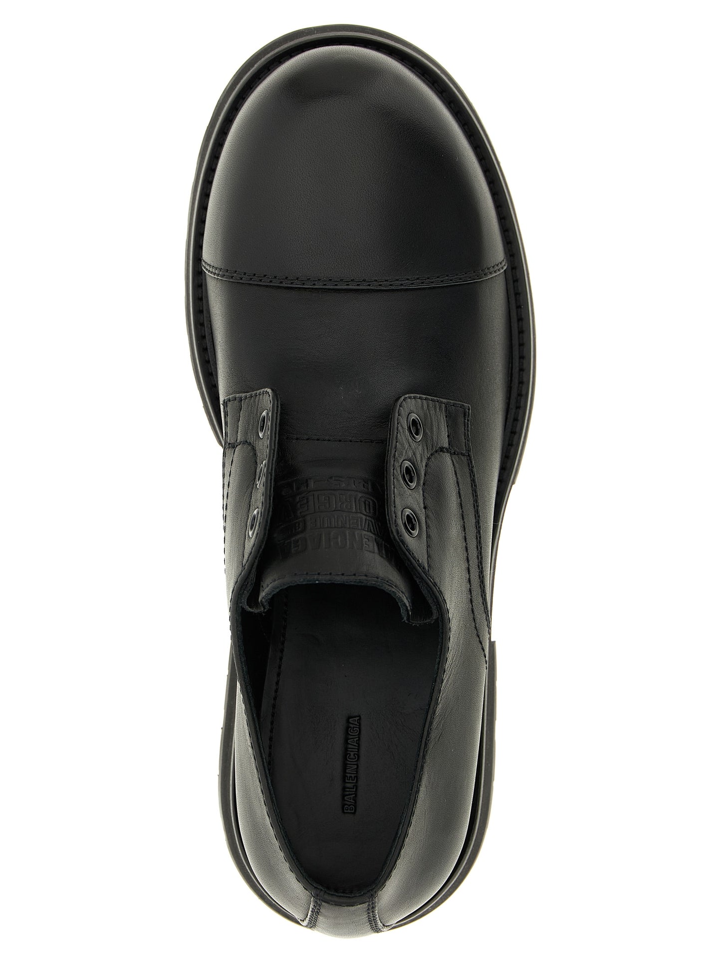 Balenciaga Derby Truck Black Bull Skin Slip-On Loafers
