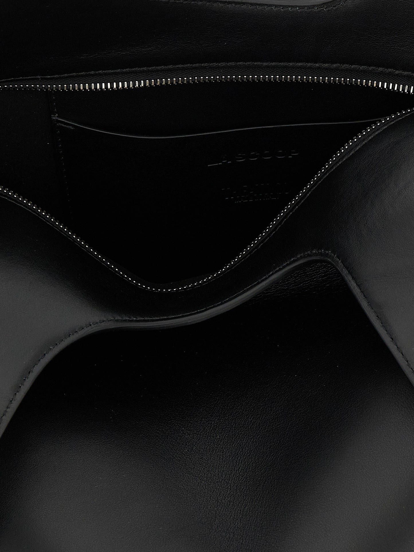 The Attico La Scoop Medium Black Calfskin Shoulder Bag