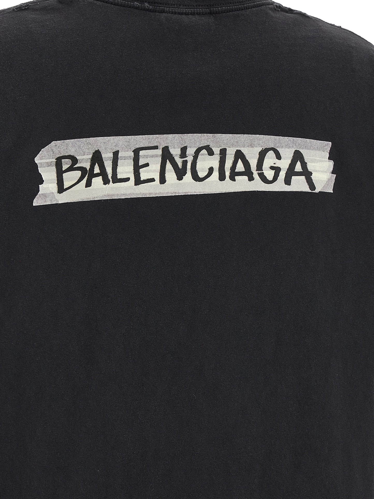 Balenciaga Black Cotton T-Shirt - Masking Tape