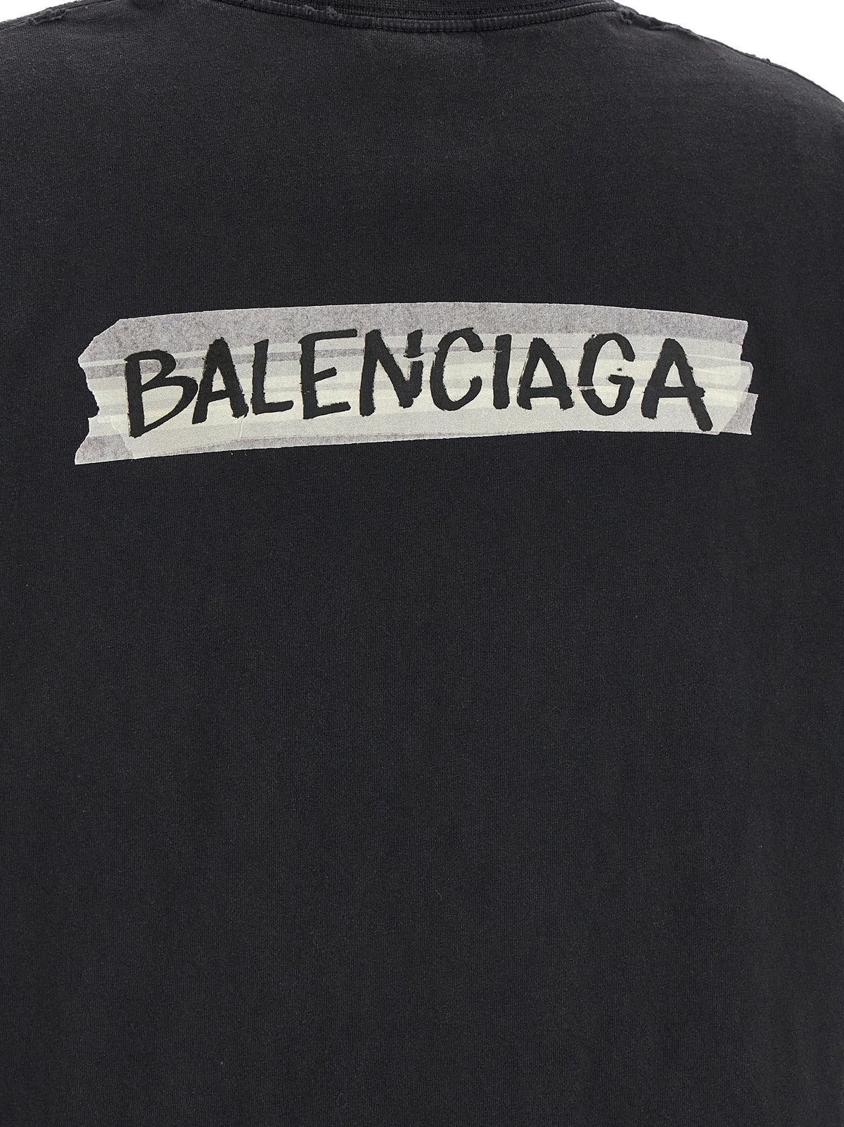Balenciaga Black Cotton T-Shirt - Masking Tape