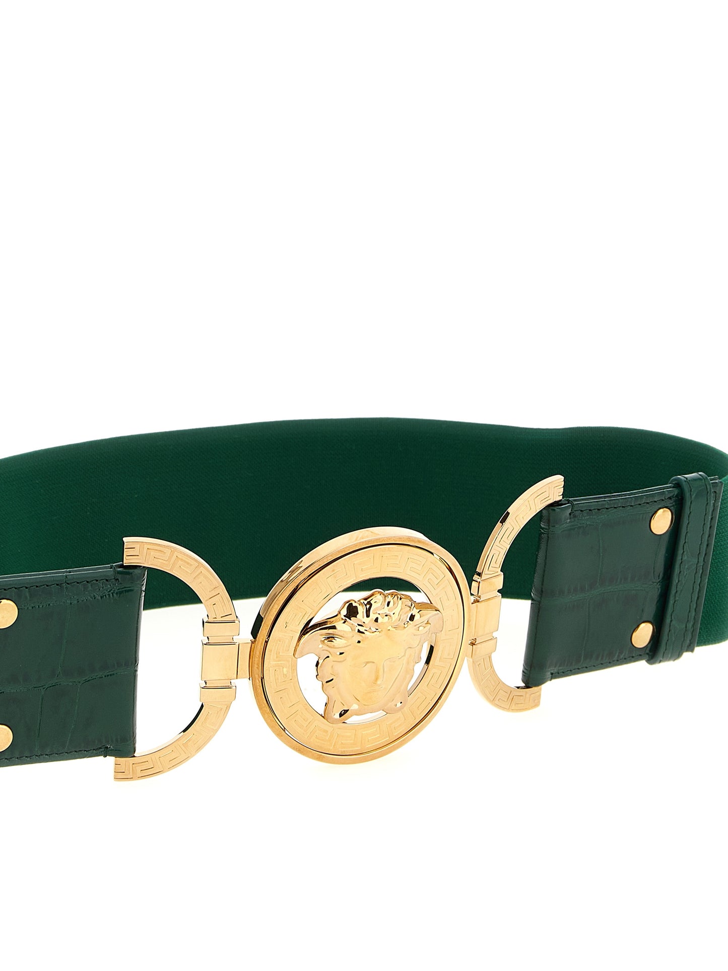 Versace Bicolor Calfskin Leather Regular Belt in Green