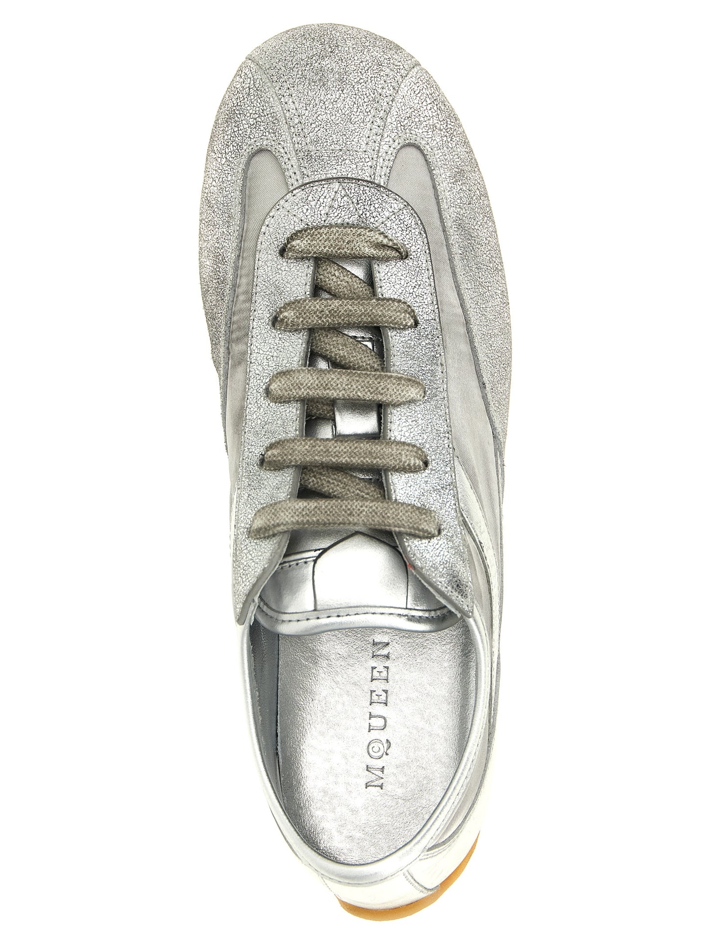 Alexander McQueen Silver Leather Boxe Basse Sneakers