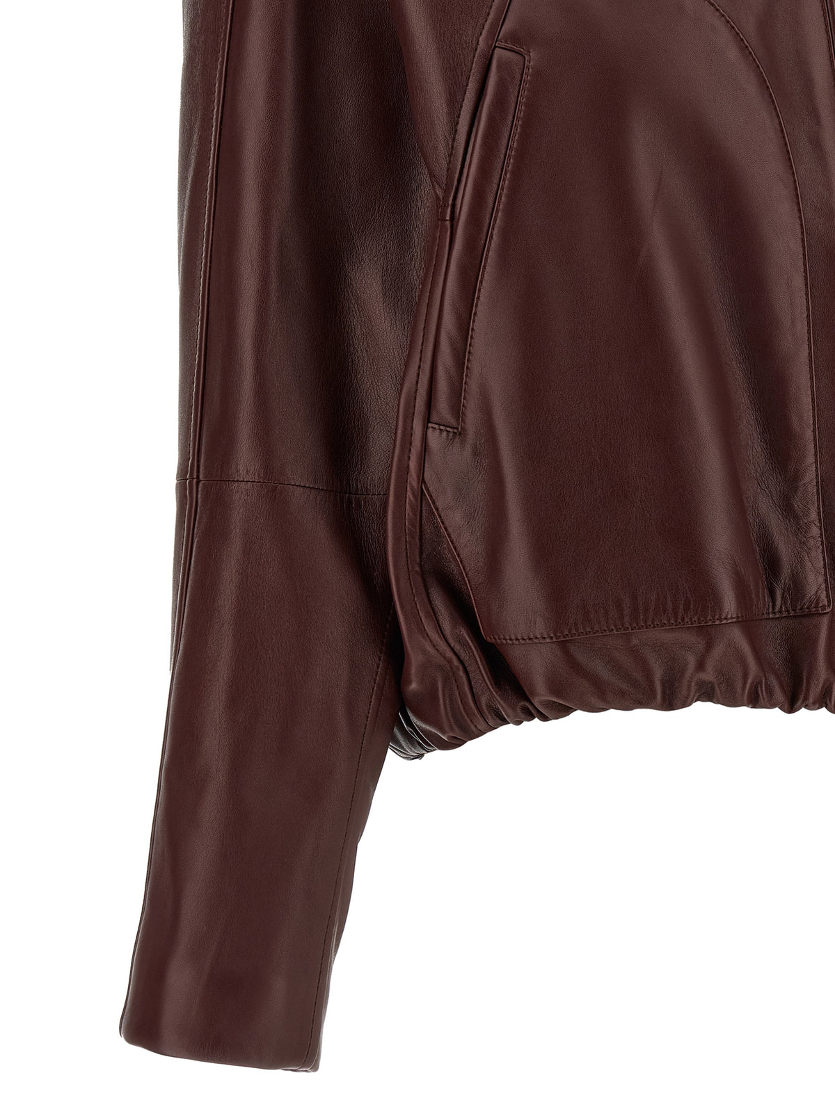 Brunello Cucinelli Bordeaux Calfskin Leather Jacket IT38 IT40