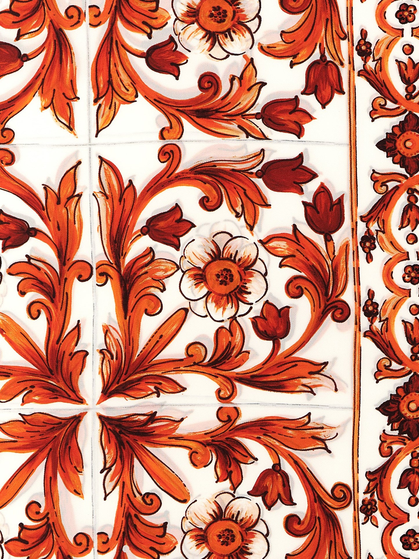 Dolce & Gabbana Majolica Print Orange Silk Foulard
