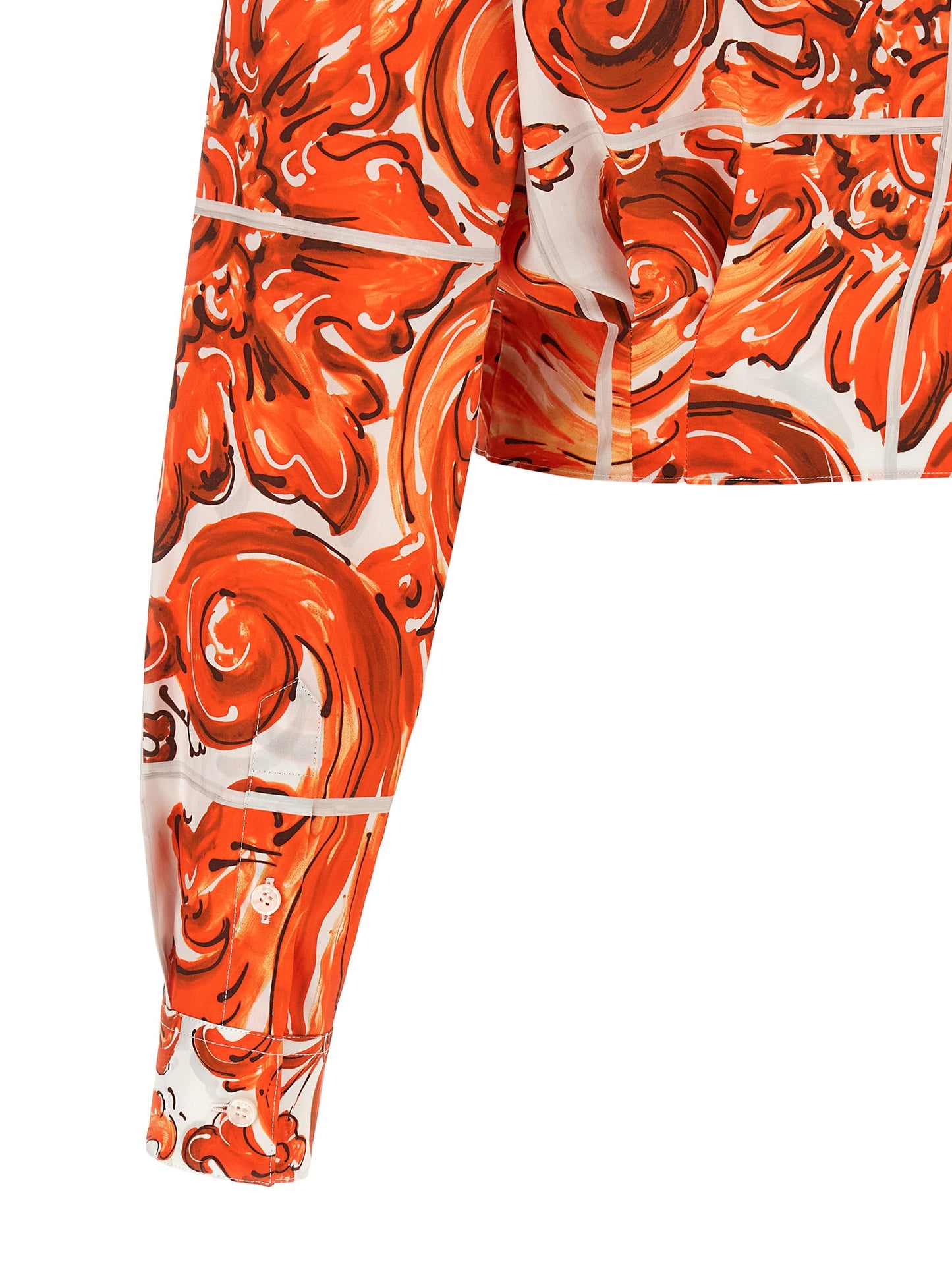 Dolce & Gabbana Orange Majolica-Print Poplin Tie-Front Shirt