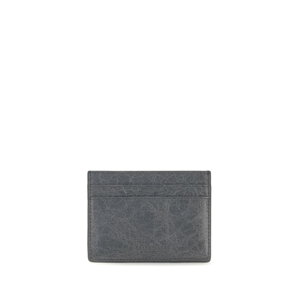 Balenciaga Gray Crackled Lamb Leather Le City Card Holder Wallet