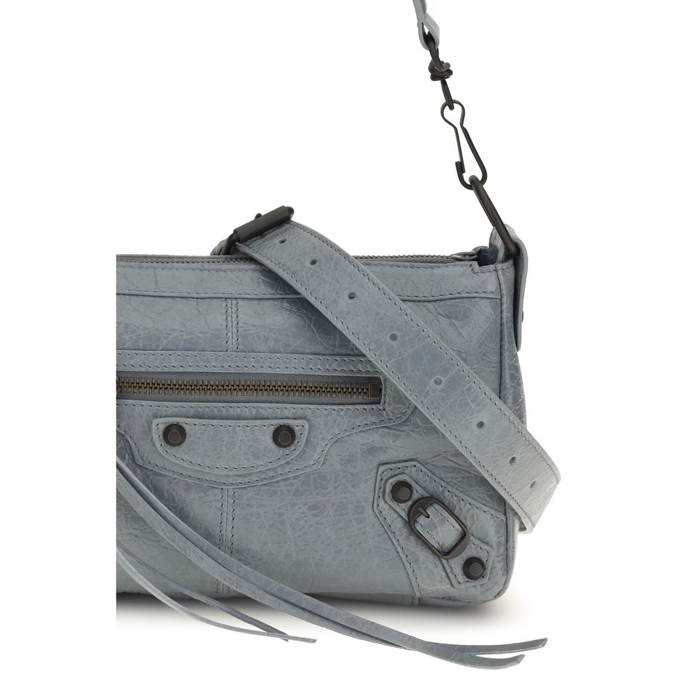Balenciaga Gray Lamb Leather Le City Moto Mini Handbag
