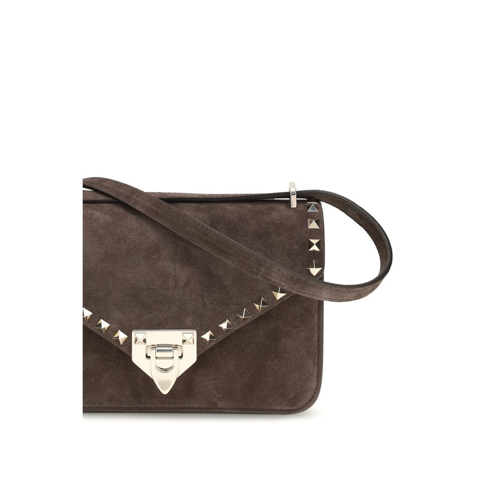 Valentino Garavani Brown Suede Leather Rockstud Mini Suede Shoulder Bag