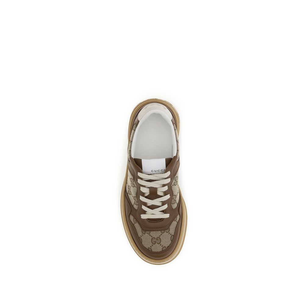 Gucci Beige Calf Leather GG Chunky Sneakers