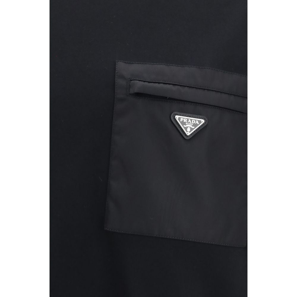 Prada Black Cotton Pocket T-Shirt with Logo