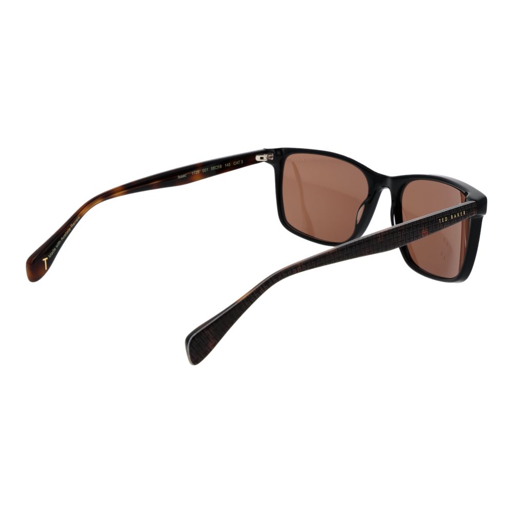 Ted Baker Men’s Sunglasses – Black Rectangle Frame, Brown Lenses