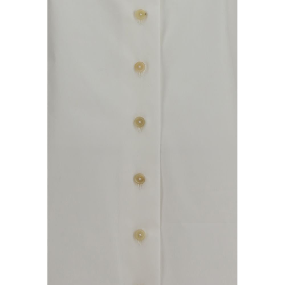 Khaite Ivy High-Neck White Cotton Shirt