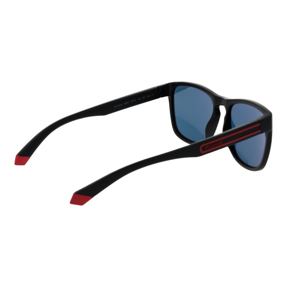Polaroid Unisex Sunglasses – Black Frame, Red Mirrored Lenses