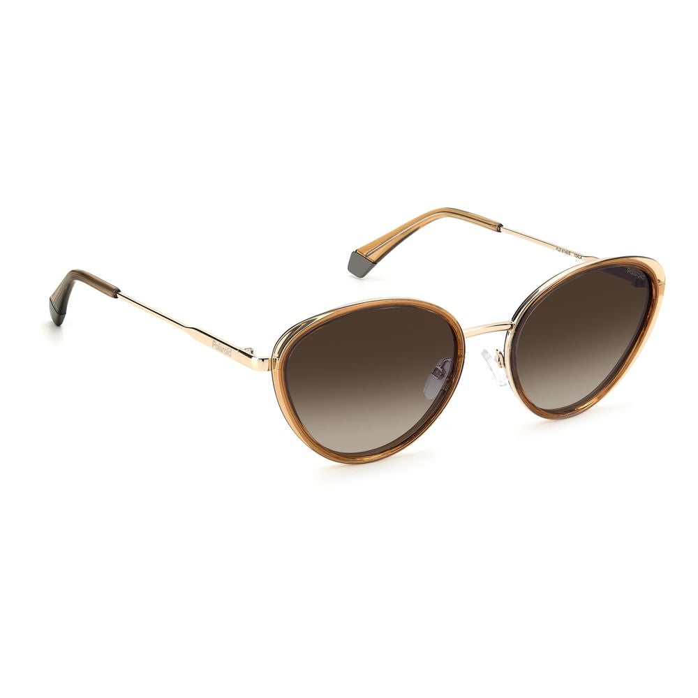 Polaroid Women’s Sunglasses – Beige Oversized Frame, Brown Gradient Lenses