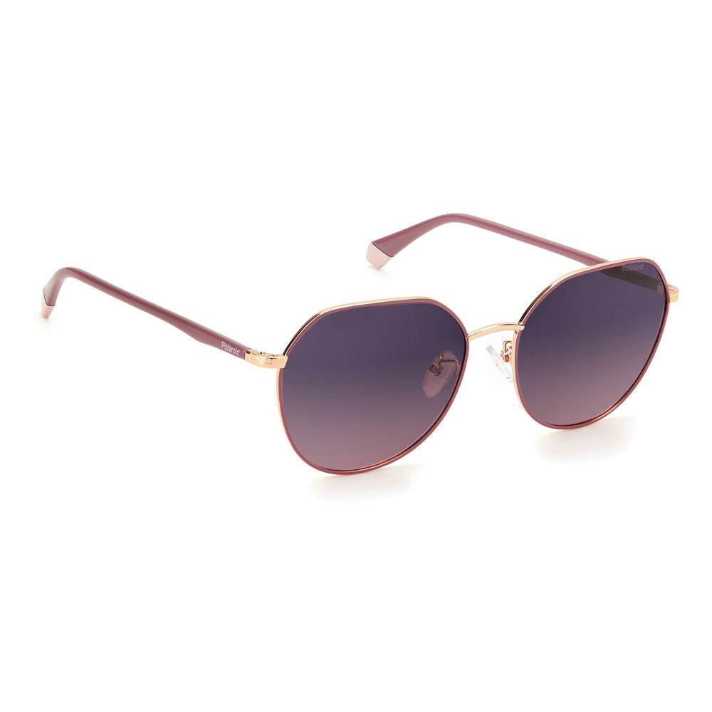 Polaroid Women’s Sunglasses – Pink Gold Metal Frame, Violet Gradient Lenses