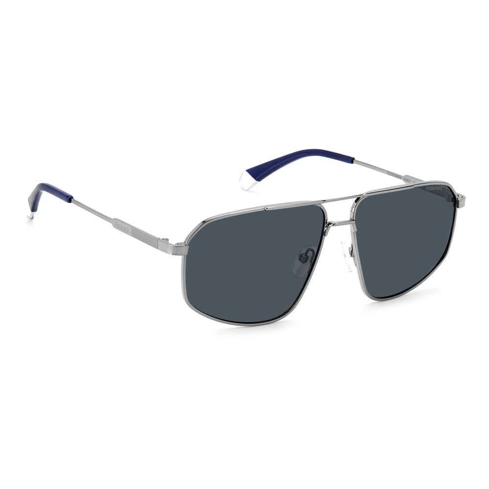 Polaroid Men's Sunglasses – Gray Stainless Steel Frame, Polarized Blue Lenses
