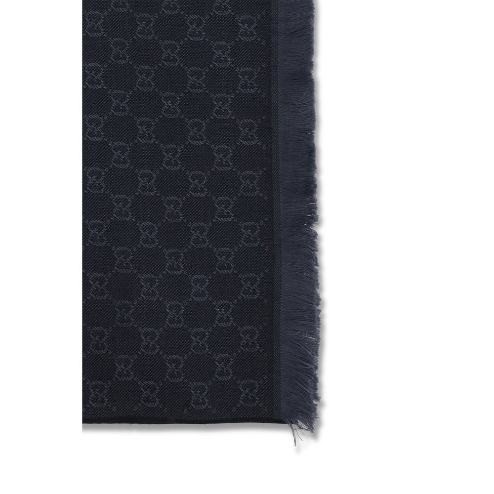 Gucci GG Supreme Embroidered Black Wool Scarf