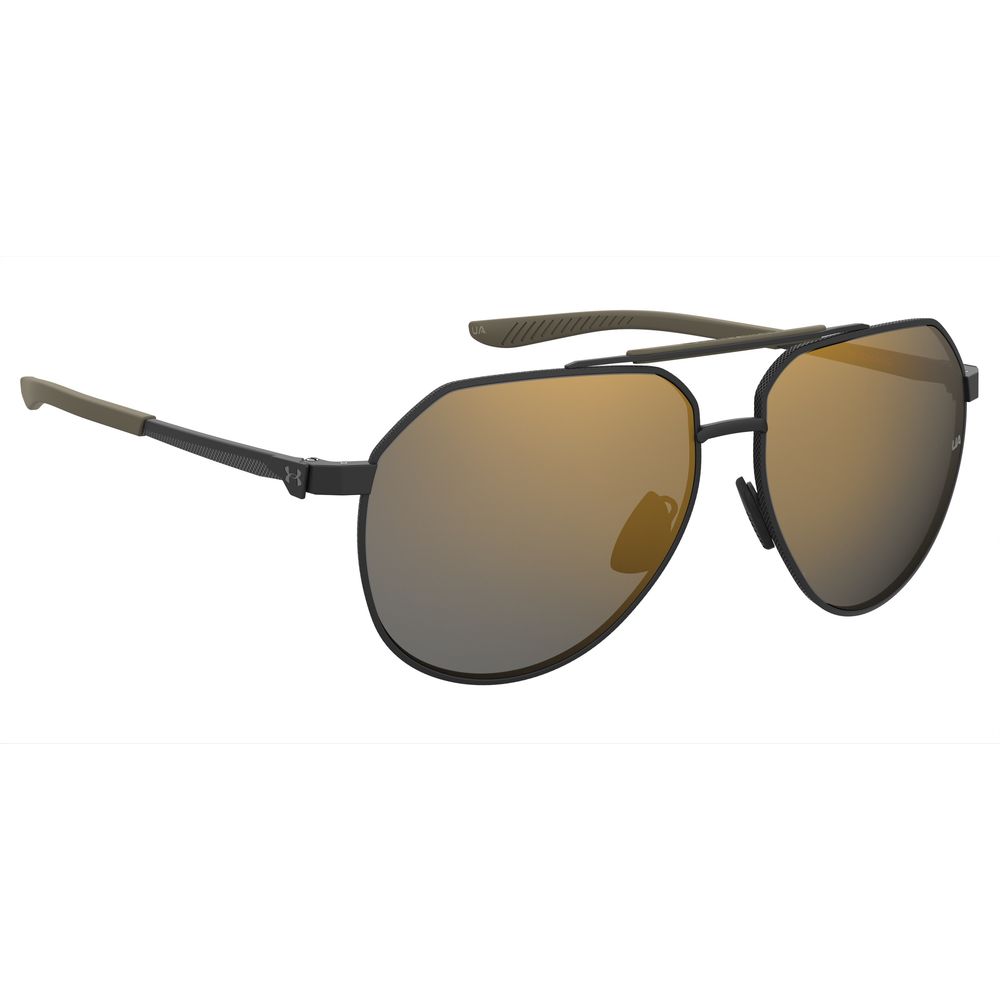 Under Armour Black Metal Aviator Sunglasses, Mirrored Copper Lenses