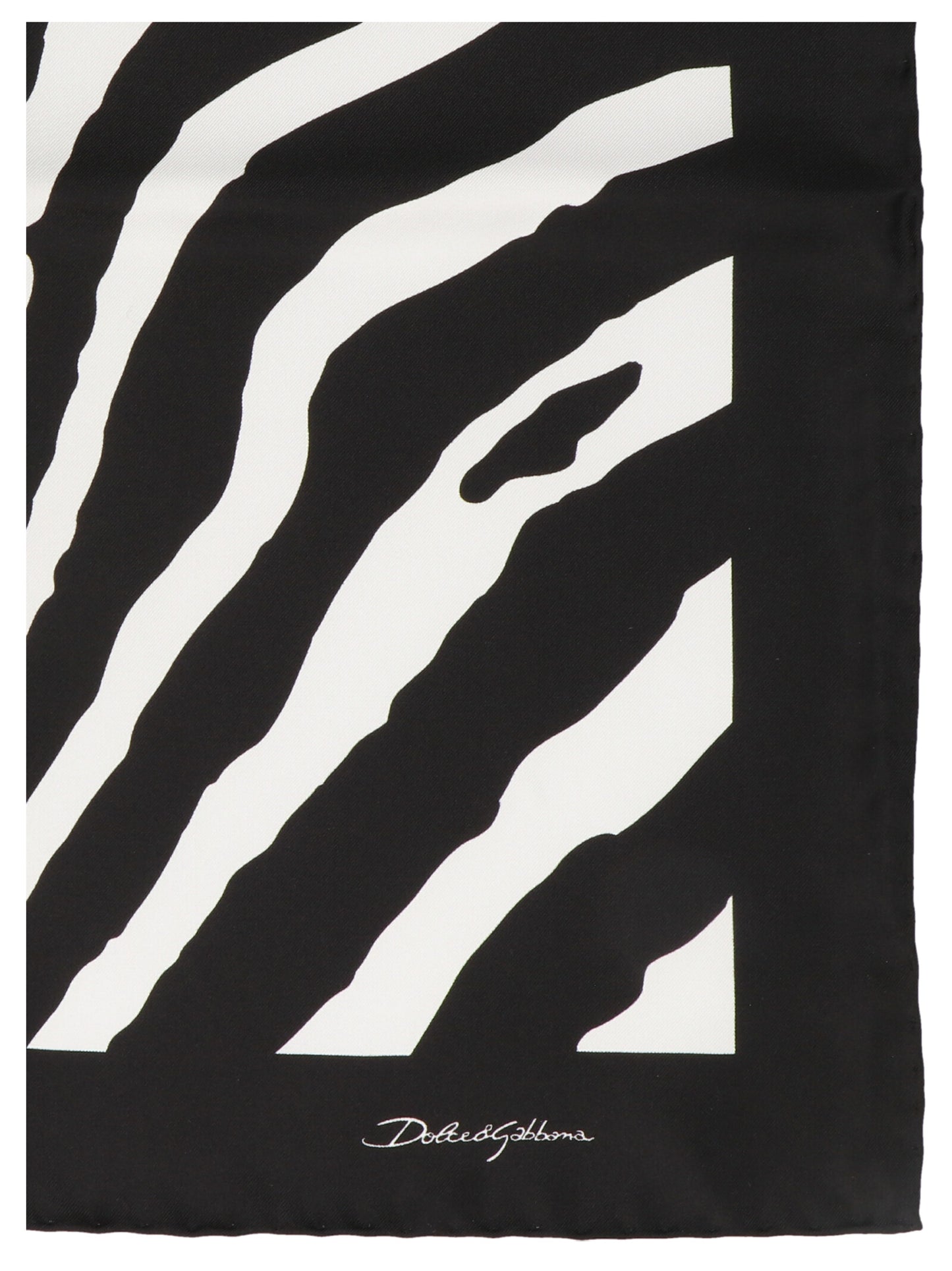 Dolce & Gabbana Black & White Zebra Print Silk Scarf