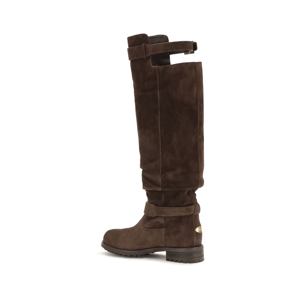 Jimmy Choo Brown Calf Leather Bos Taurus Over The Knee Boots