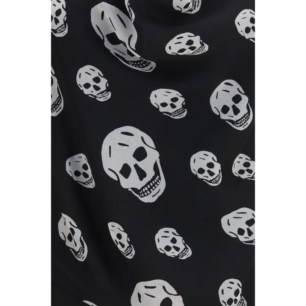 Alexander McQueen Black & White Skull Halter Silk Top
