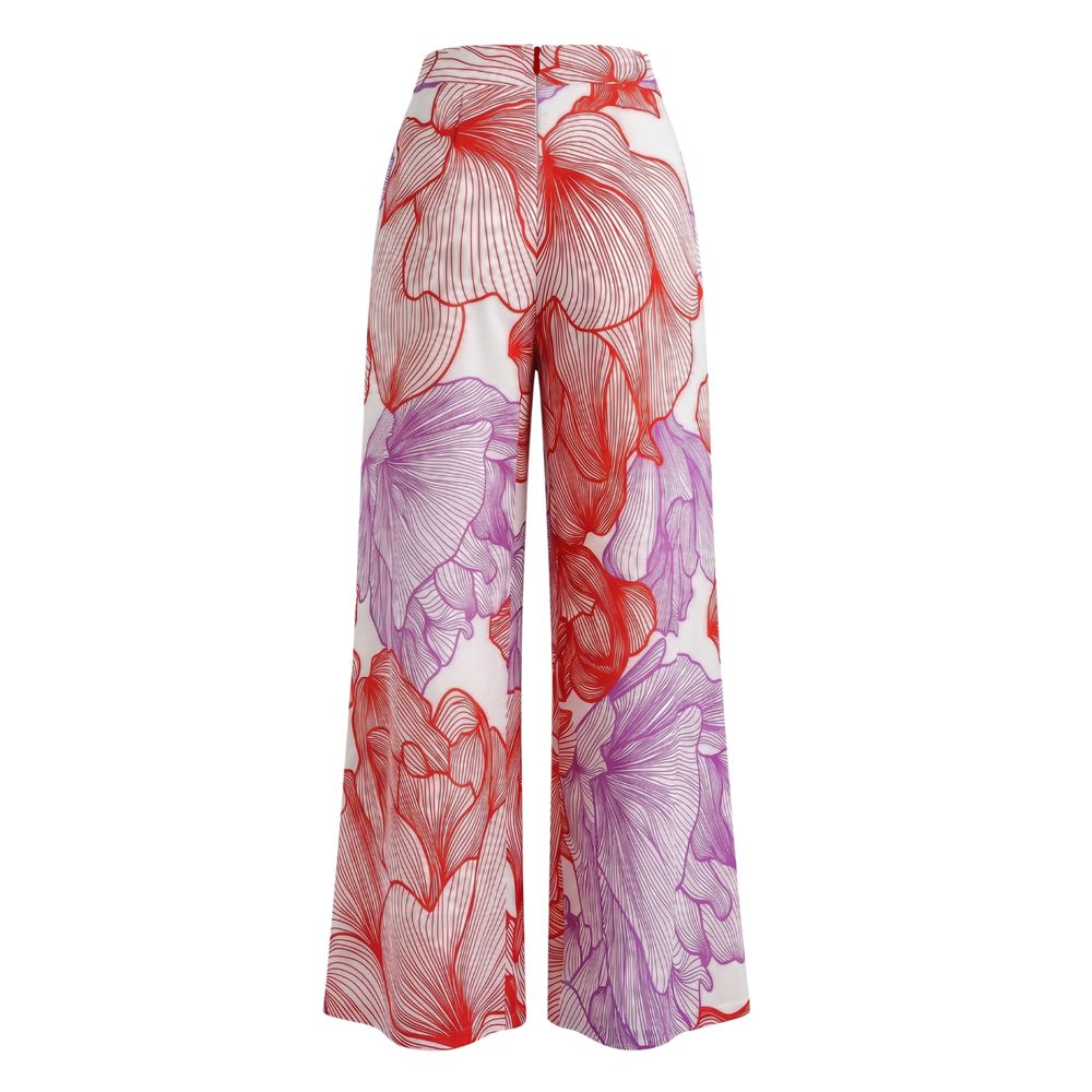 Malo Red Cotton Wide-Leg Palazzo Pants
