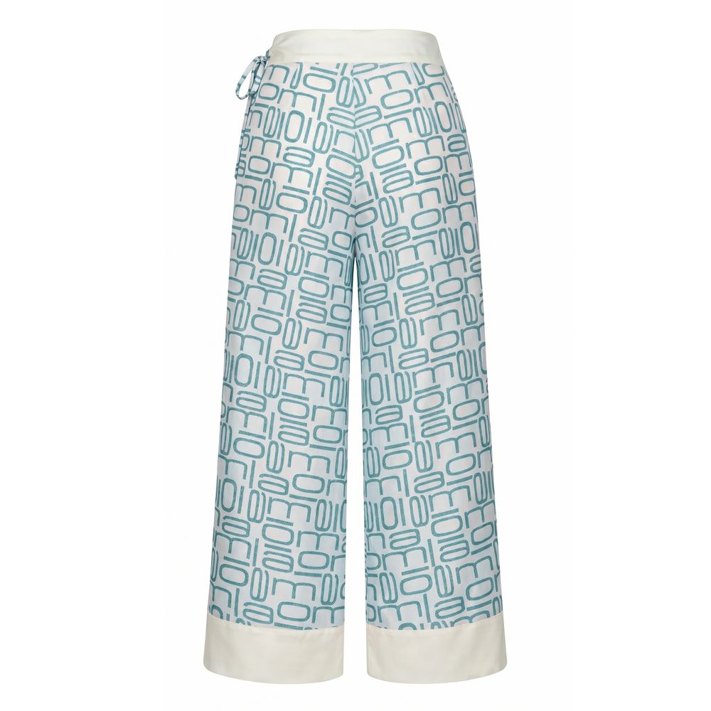 Malo Blue Silk Women's Wide-Leg Wrap Pants IT40|S