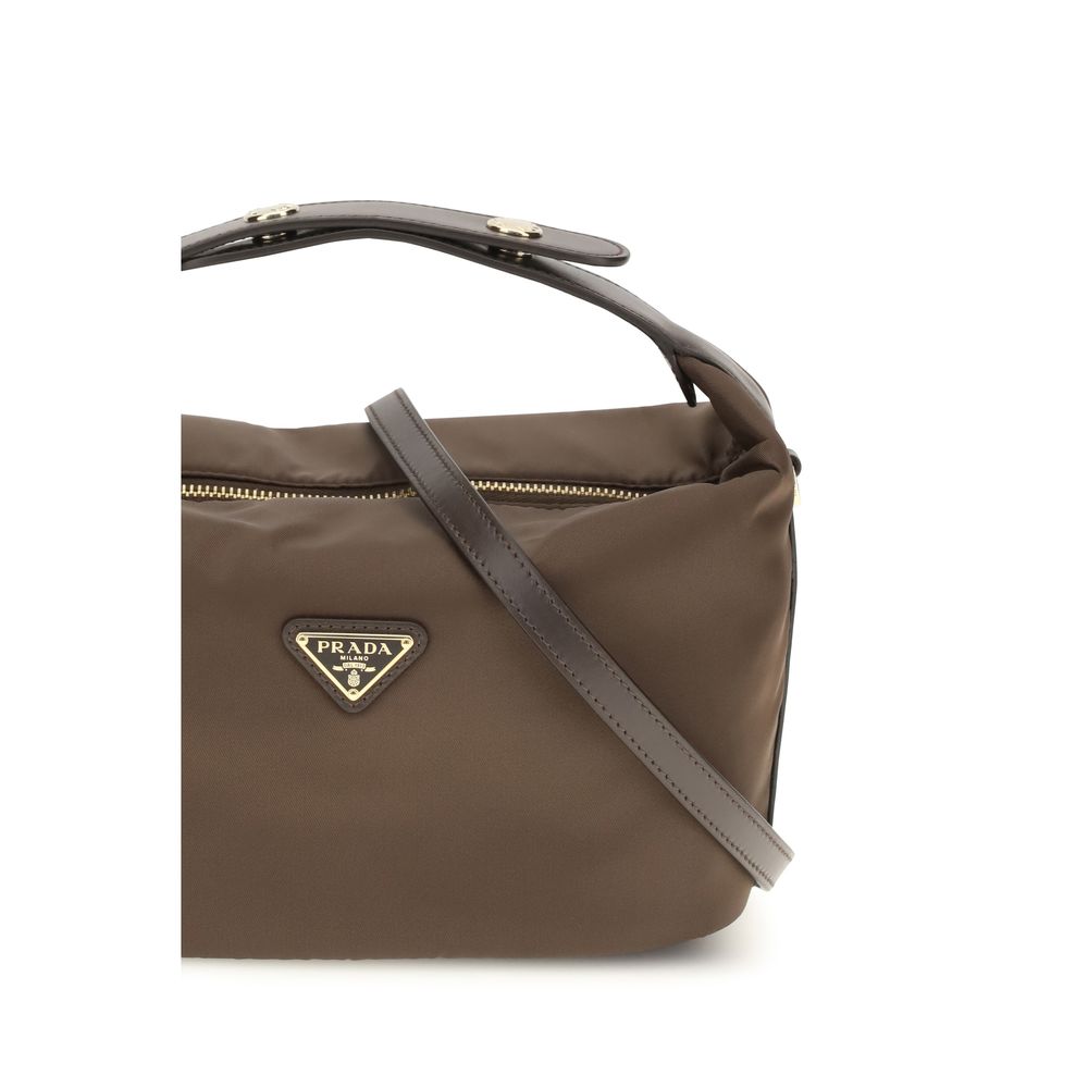 Prada Chérie Mini Handbag in Brown Recycled Polyamide