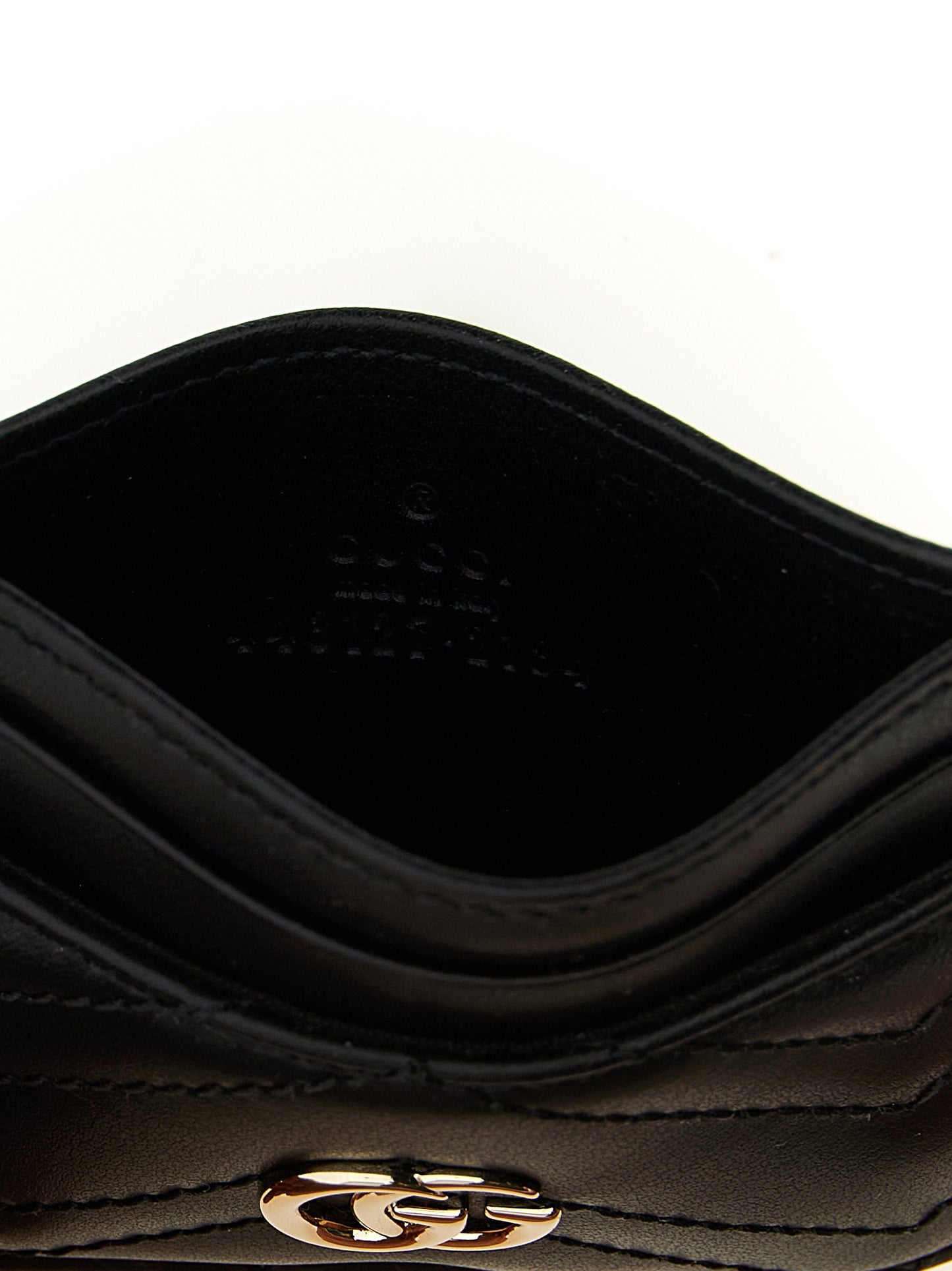 Gucci Black Calfskin GG Marmont Cardholder
