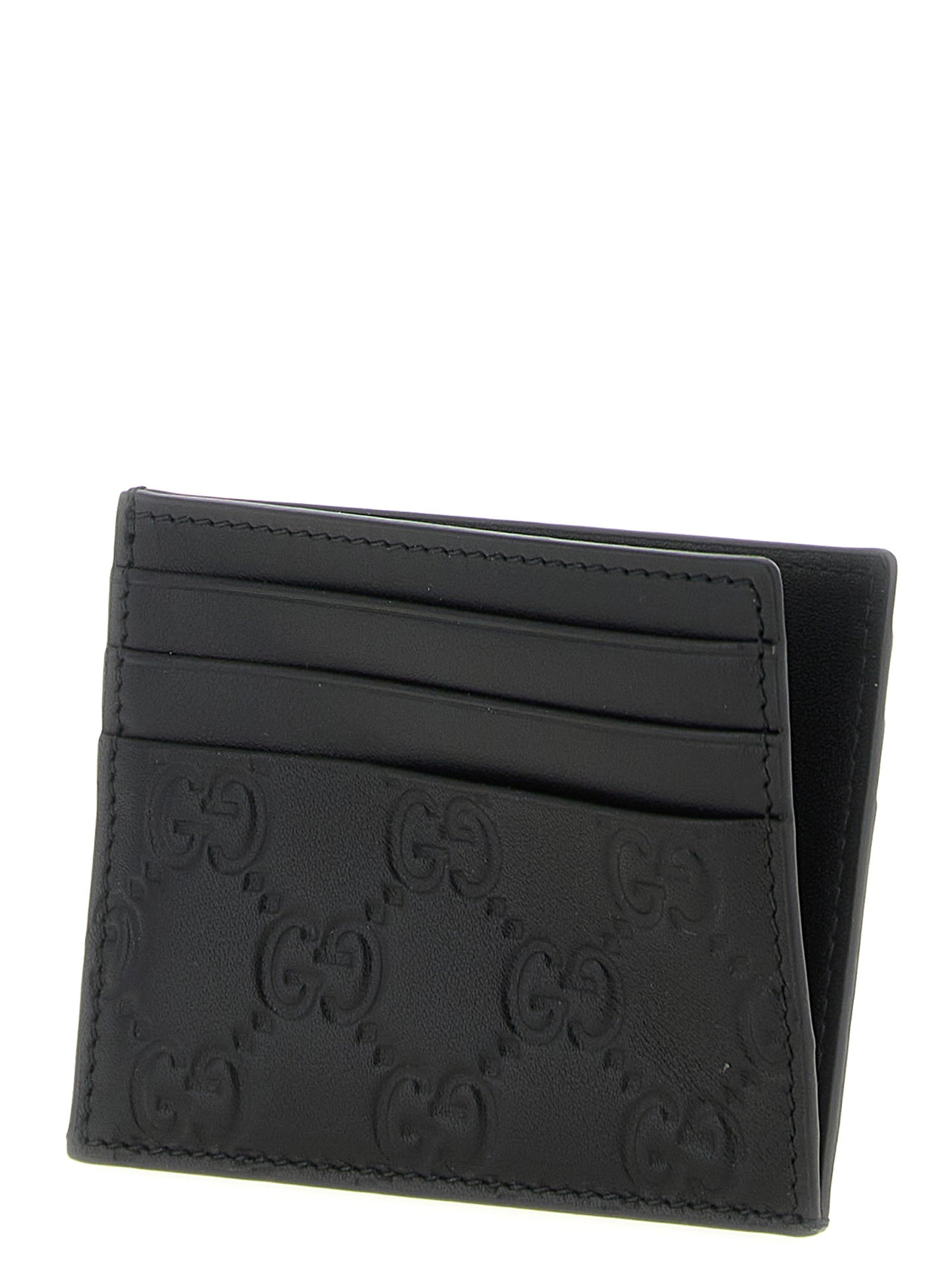 Gucci Black Calfskin GG Emblem Cardholder