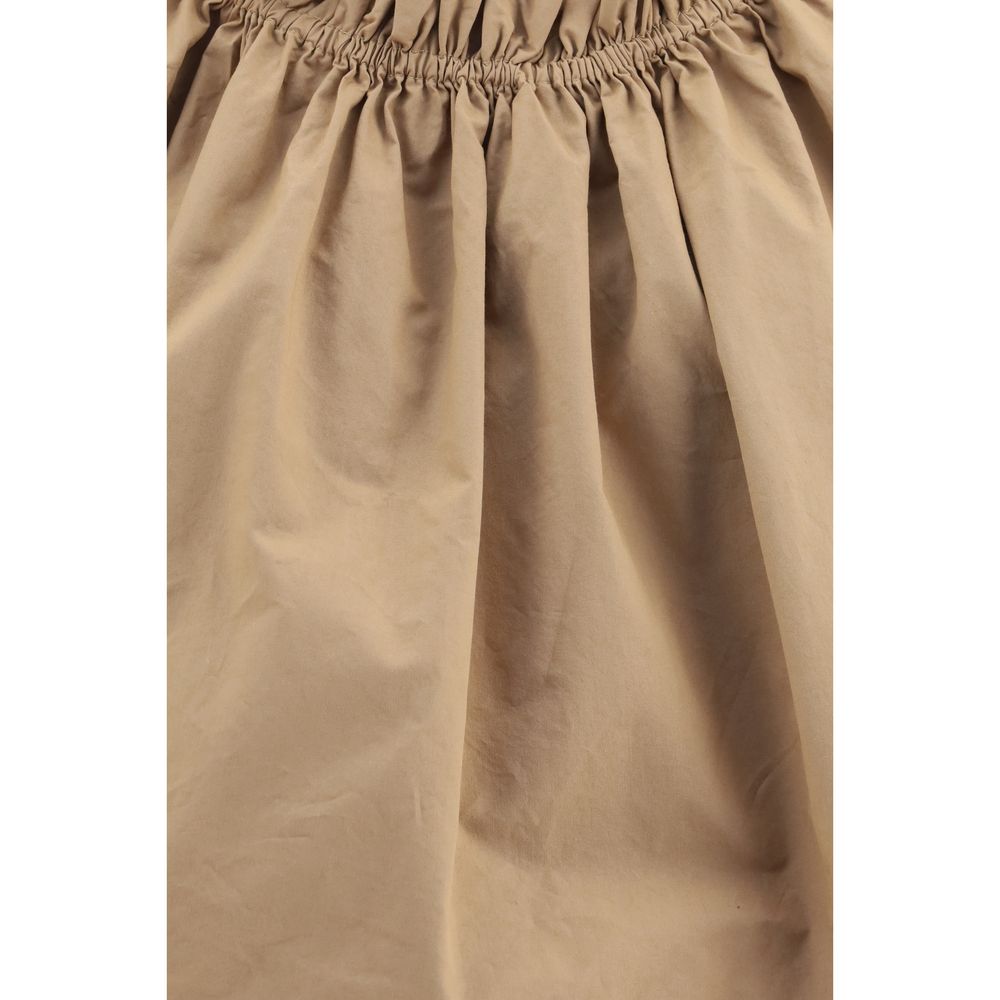Saint Laurent Beige Cotton Ruffle Top with Short Butterfly Sleeves IT36 | XS, IT38 | S
