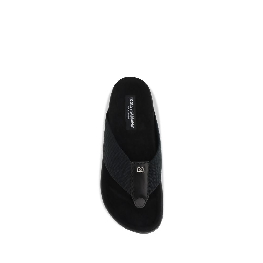 Dolce & Gabbana Black Flip-Flop Sandals